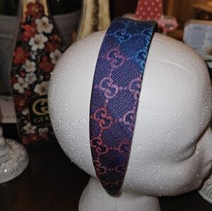 Denim Blue and Pink Patterned Headband